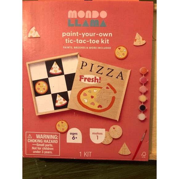 Mondo Llama NWT Paint Your Own Tic-Tac-Toe Kit Pizza - Picture 2 of 3